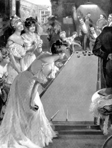 Table Prints: Game of Indoor Bowls, England, 1906