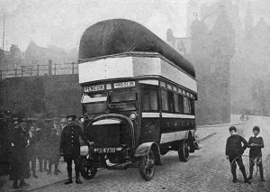 Bags Prints: Gas bag omnibus in Edinburgh, WW1