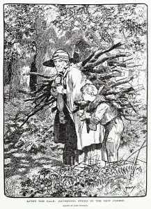John Prints: Gathering sticks in the New Forest. Date: 1903