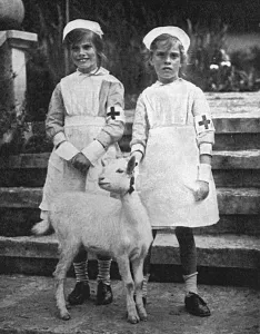 Goat Prints: General Haigs daughters in Red Cross dress, WW1