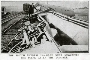 Newcastle Prints: General Strike 1926: Flying Scotsman derailed