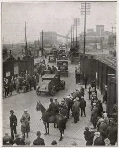 Measures Prints: The General Strike - food convoys leaving docks