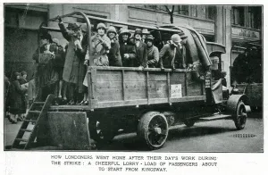 Union Prints: The General Strike - lorry transporting passengers