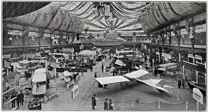 Displayed Prints: General view of the main gallery at the yearly airshow held Olympia, London. Date: 1910