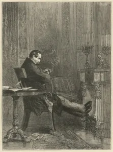 Fire Prints: Gentleman smoking a cigarette while deep in contemplation