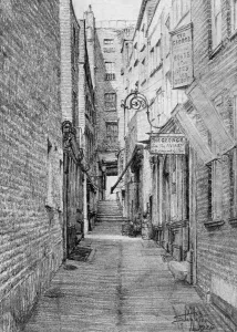 Street Prints: George Court, looking towards The Strand, 1924