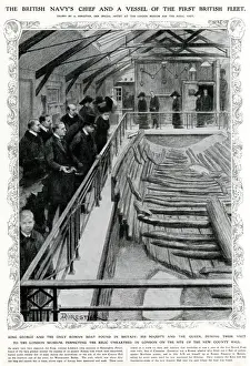Discovery Prints: George V inspecting Roman galley unearthed in London 1912