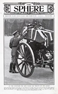Ceremony Prints: George V putting wreath on Unknown Warriors coffin 1920