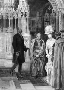 Steps Prints: George V and Queen Mary with clergymen