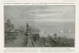 Germans Prints: German bombardment of Hartlepool during World War I