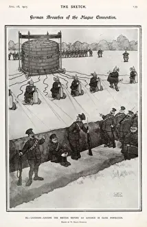 William Prints: German breaches of the Hague Convention - laughing gassing the British before an advance
