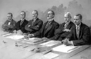 Postwar Prints: German delegates listen to peace terms after WW1