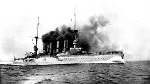 Flag Prints: The German flag ship sunk by the British near the Falklands: The cruiser Scharnhorst