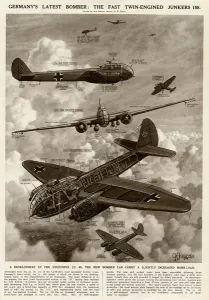 G H Davis Illustrations Prints: German Junkers 188 bomber by G. H. Davis