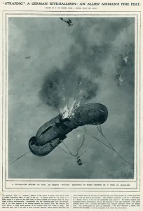 Surrounding Prints: A German kite-balloon shot down by an Allied pilot