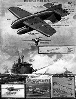 Bomb Prints: German Radio-Controlled Rocket Bomb; Second World War, 1944