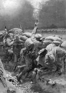 Firing Prints: German soldiers firing flares, WW1