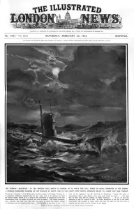 Oct16 Prints: German submarine on the surface at night, 1915