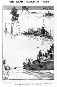 Recycling Prints: When Germany Surrenders her U-Boats by Heath Robinson, WW1