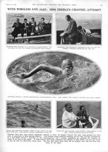 Swimmer Prints: Gertrude Ederle channel swim attempt with jazz band