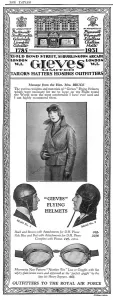 Bruce Prints: Gieves outfitters advertisement for flying helmets & goggles