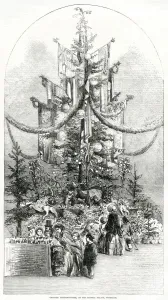 1854 Prints: Gigantic Christmas tree at Crystal Palace 1854