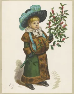 Feathered Prints: Girl with Holly