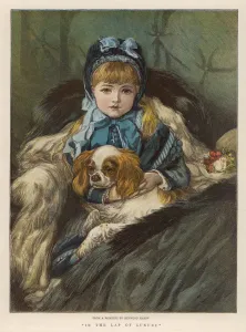 Bonnet Prints: GIRL WITH K C SPANIEL