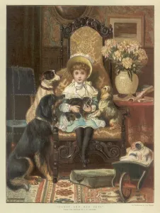 Sits Prints: GIRL WITH PETS 1886
