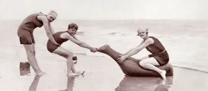 Playing Prints: Gladys Cooper and children at Frinton on Sea