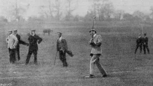 Golf Prints: Golfer James Braid Approaching Fifteenth Green