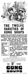 Meals Prints: Gong Soups advertisement, WW1