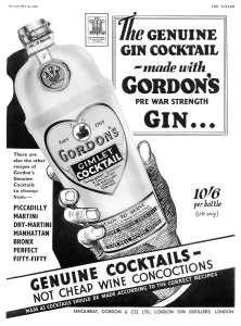 Cocktail Prints: Gordons Gimlet Cocktail advertisement