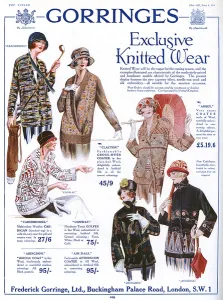 Embroidered Prints: Gorringes exclusive knitted wear, 1924 advertisement