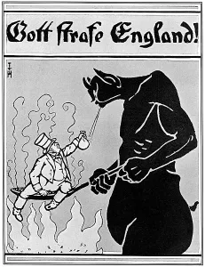 Devil Prints: Gott Strafe England - German poster, WW1