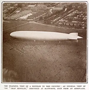 Postwar Prints: Graf Zeppelin leaving Friedrichshafen and appearing over Hanworth Aerodrome on the same