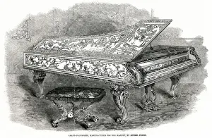 1850s Prints: Grand Pianoforte, manufactured for Queen Victoria 1856