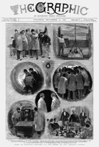 Links Prints: Graphic front cover - visitors to Channel Tunnel works