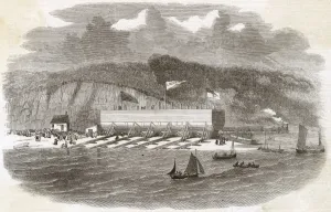Launch Prints: Great Eastern Pontoon at Milford Haven, 1857