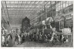 Park Prints: Great Exhibition in Hyde Park. The Zollverein department, looking west. Date: 1851