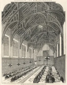 Engraving Prints: The Great Hall, Lincolns Inn, London, 1845