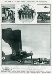 Delivered Prints: Great railway strike, newspapers by aeroplane 1919
