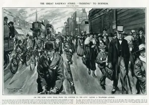 Business Prints: Great railway strike, trekking to business 1919