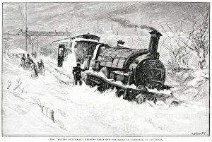 March Prints: The Great Western Railways Flying Dutchman is derailed in heavy snow at Camborne