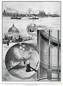 Beneath Prints: Greenwich Foot Tunnel - Walking Beneath The Thames 1902
