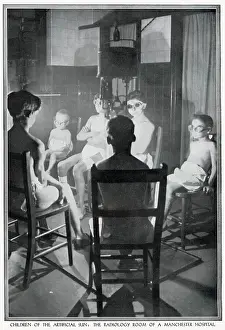 Hospital Prints: A group of children wearing protective goggles are undergoing treatment of radiation therapy