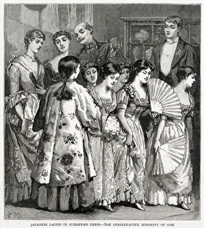 Group Prints: A group of Japanese ladies at a diplomatic reception in Tokyo appear in European-style