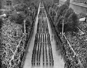 Pageantry Prints: Guards processing on the Coronation route, 1953