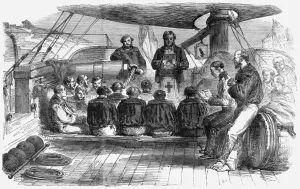 Opium Prints: Gun boat crew at prayers