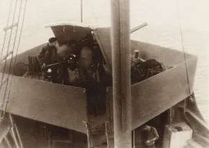Military Prints: Gun crew of a Basque armed trawler manning their 75mm weapon